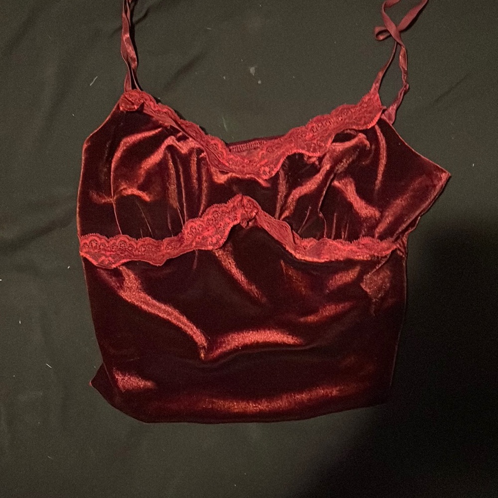 Sexy red spaghetti strap crop top.